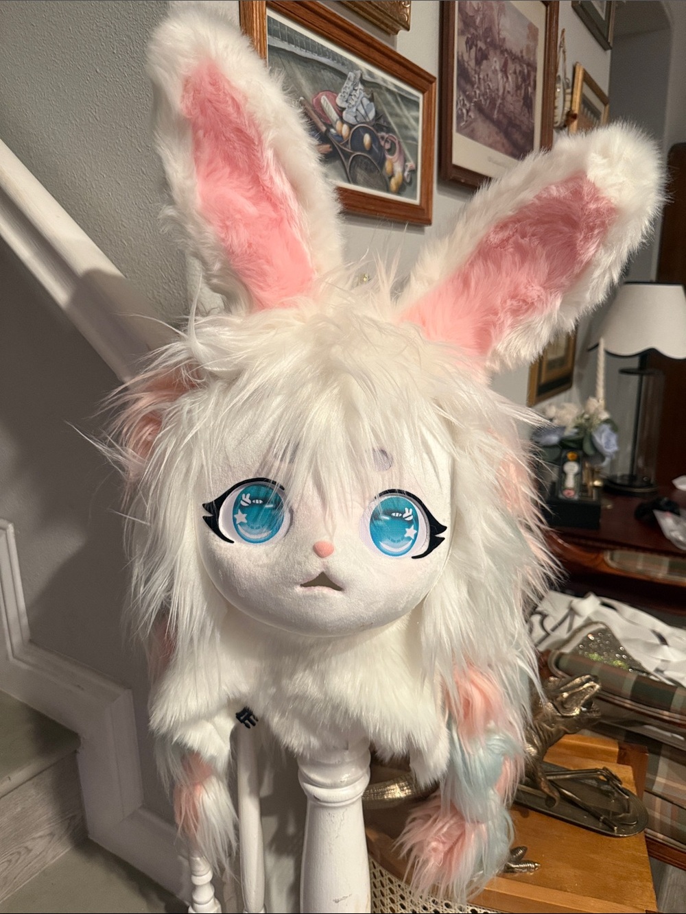 Rare Kirugumi Fursuit Head Rabbit Foldable Ears Kigurumi